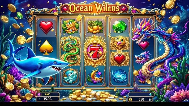 Target ikan berwarna dan efek visual pada permainan arcade bawah laut